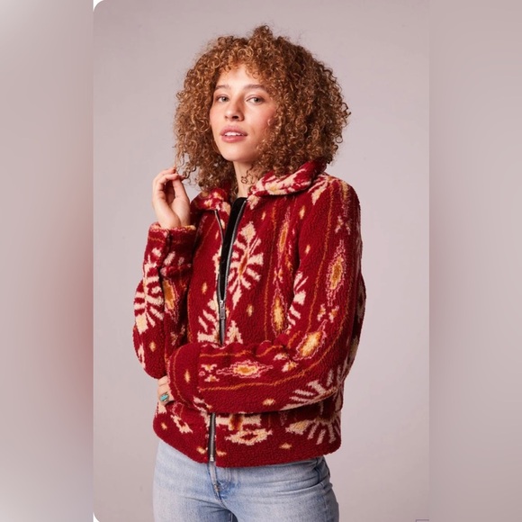 🆕 B.O.G. Collective Melrose Jacket in Garnet Gold Teddy Coat Size Medium NWT - Picture 3 of 4